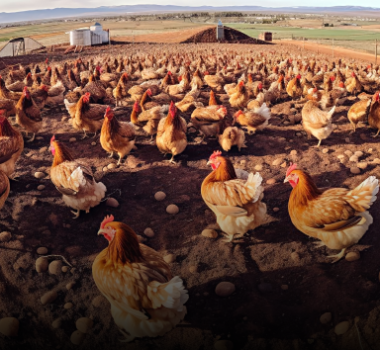 take-photo-flock-freerange-chickens-pecking-freshly-spread-compost-with-panoramic-s 1
